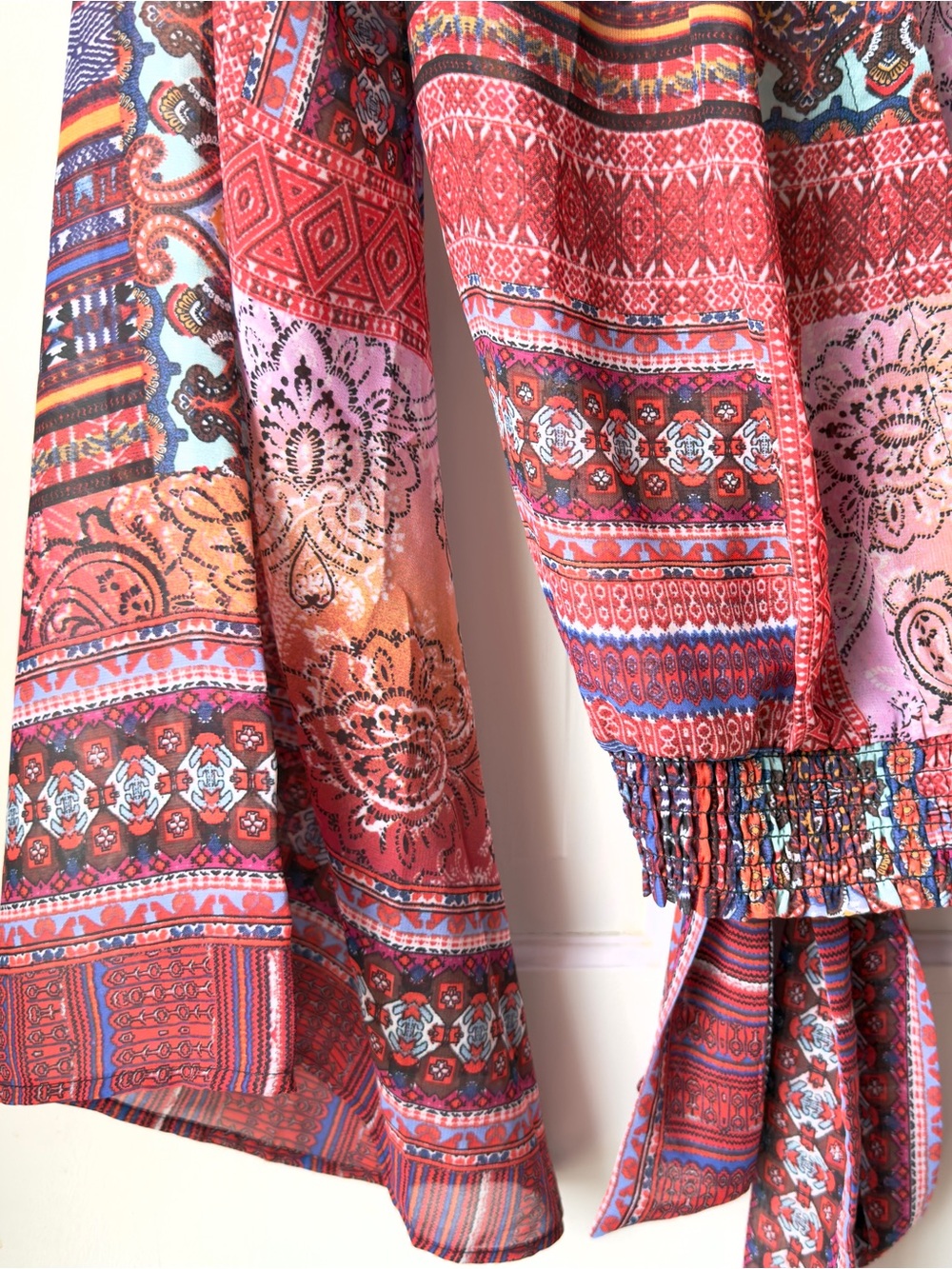 VENUS Patchwork Tie-Front Blouse Size 6 - Picture 3 of 7
